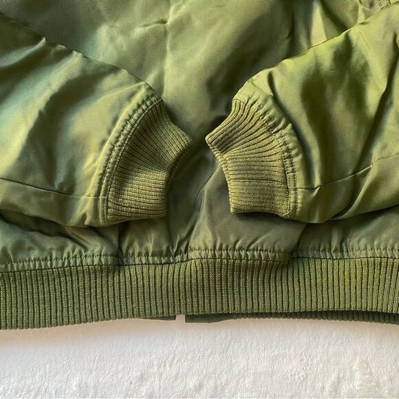 Vintage Y2K Calvin Klein Bomber Jacket Green orange interior Size Large - Picture 12 of 13
